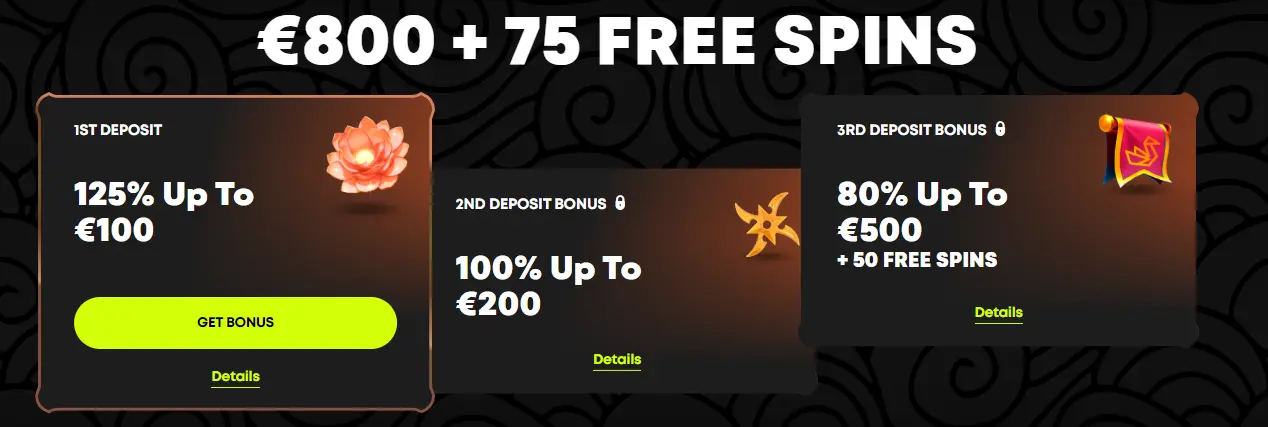 Spin Samurai casino Australia bonuses example