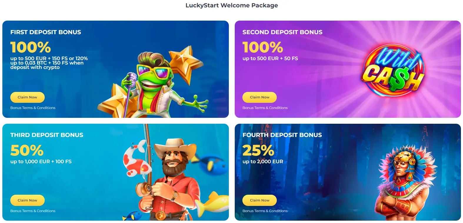 Luckystart casino welcome package