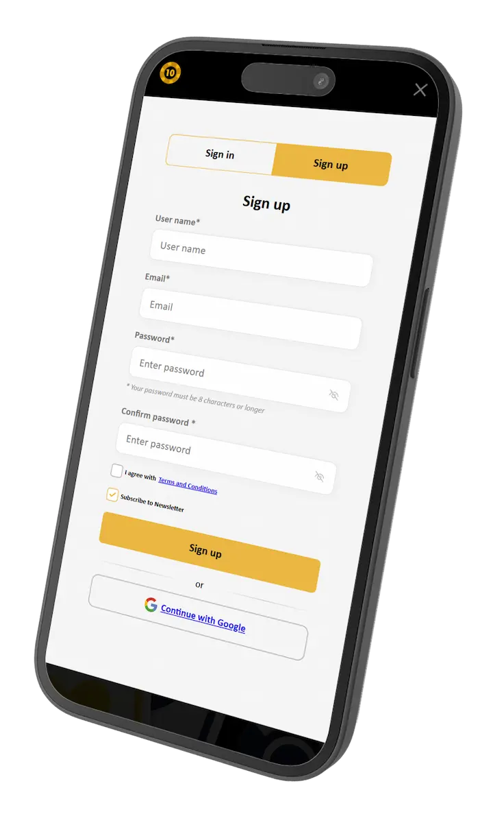 Casinoau10 Registration From on iPhone 